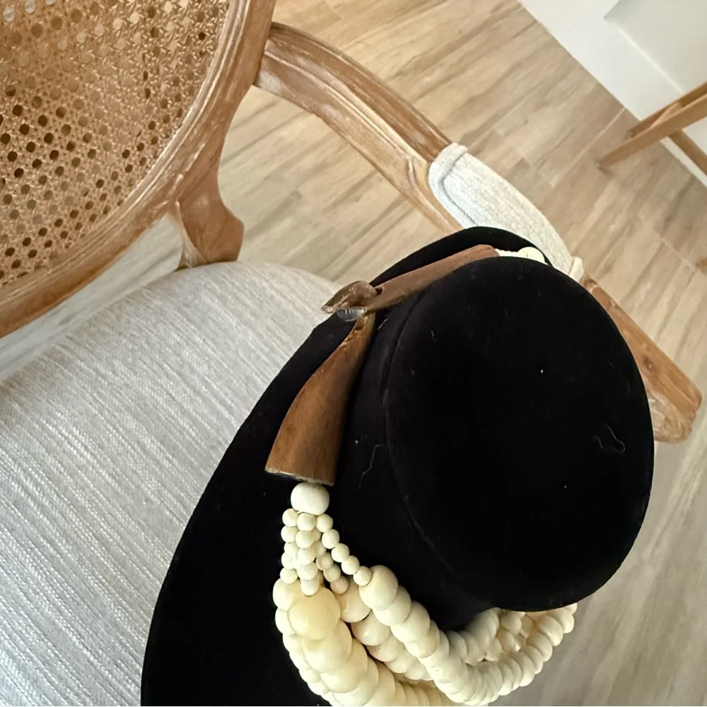 Cream Beaded Chunky Statement Multi-Strand Necklace - Picture 4 of 4